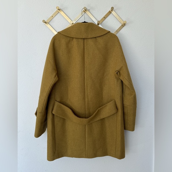J.CREW Melton Wool Swing Coat Mustard Chartreuse Asymmetrical Jacket Size 2 - Picture 9 of 9
